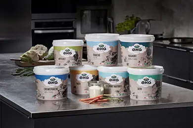 De genanvendelige plastikspande fra Arla® Pro Øko