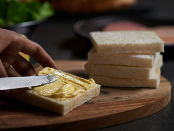 From a chilled temperature of between 2°C - 8°C, Lurpak Soft can be mixed and used immediately in recipes and applications. This along with its softer texture enhances working efficiency by as much as three times. 