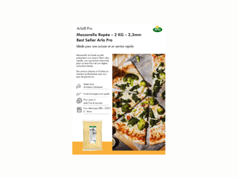 Mozzarella râpée 3,2mm 2kg – Best Seller Arla Pro