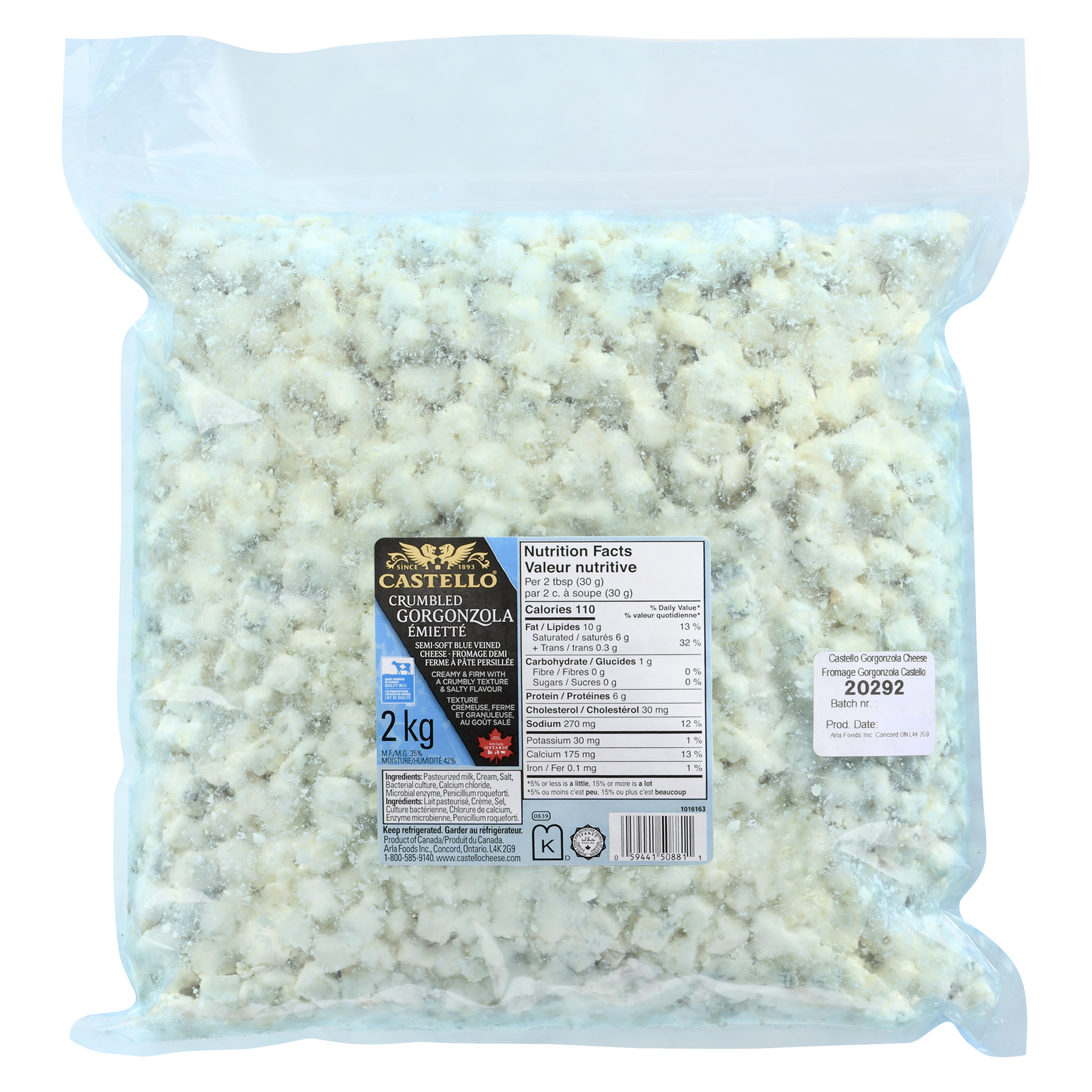 Fromage gorgonzola émietté 2kg