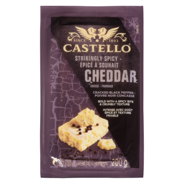 Fromage cheddar au poivre noir 200g