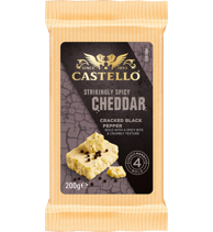 Castello Cheddar sort peber 48+ 200 g