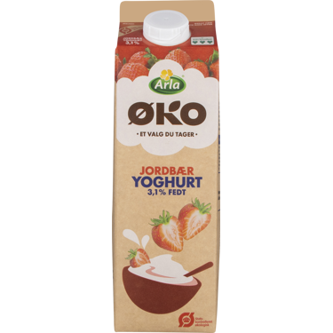 Øko Sødmælksyoghurt m. jordbær 3,1% 1000 g