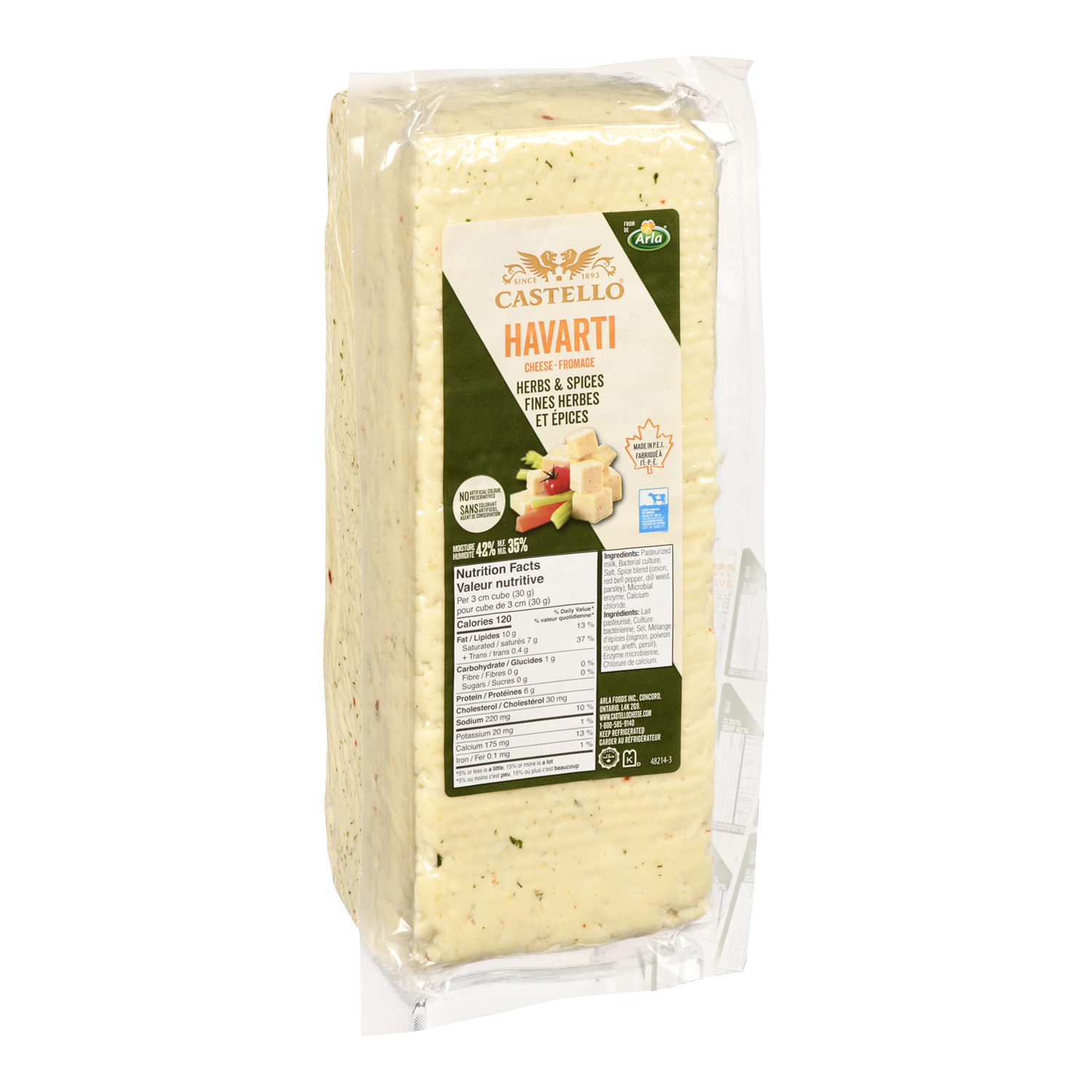 Fromage havarti aux herbes et aux épices 4.2kg