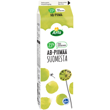 Arla vähälaktoosinen AB-piimä 2,5% Suomi 1L