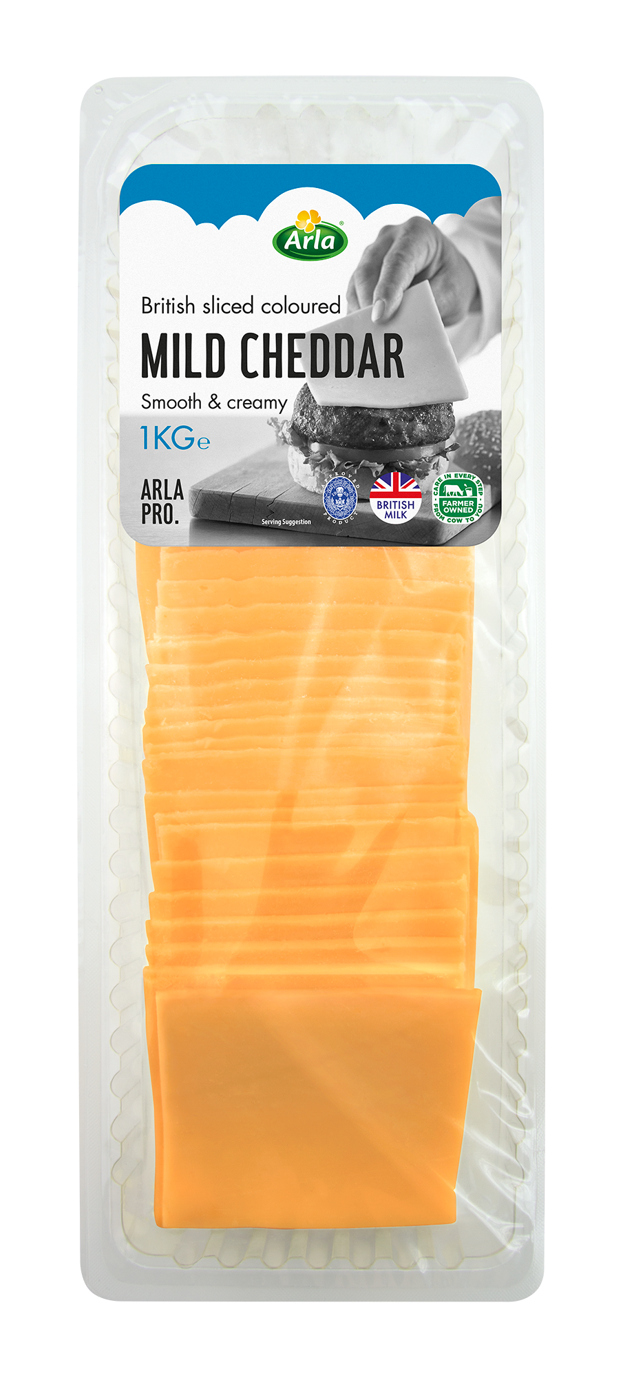 Arla Pro British Mild Coloured Cheddar Cheese Slices 1kg