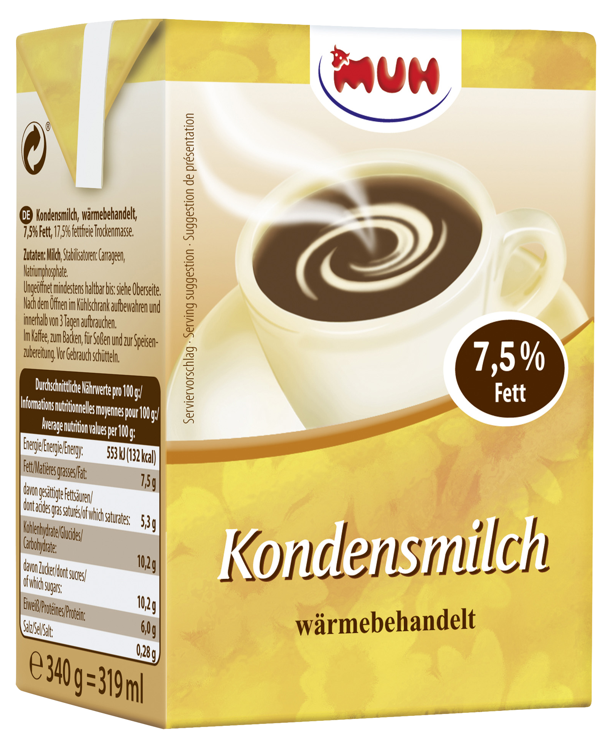MUH Kondensmilch 7,5% Fett, wärmebehandelt