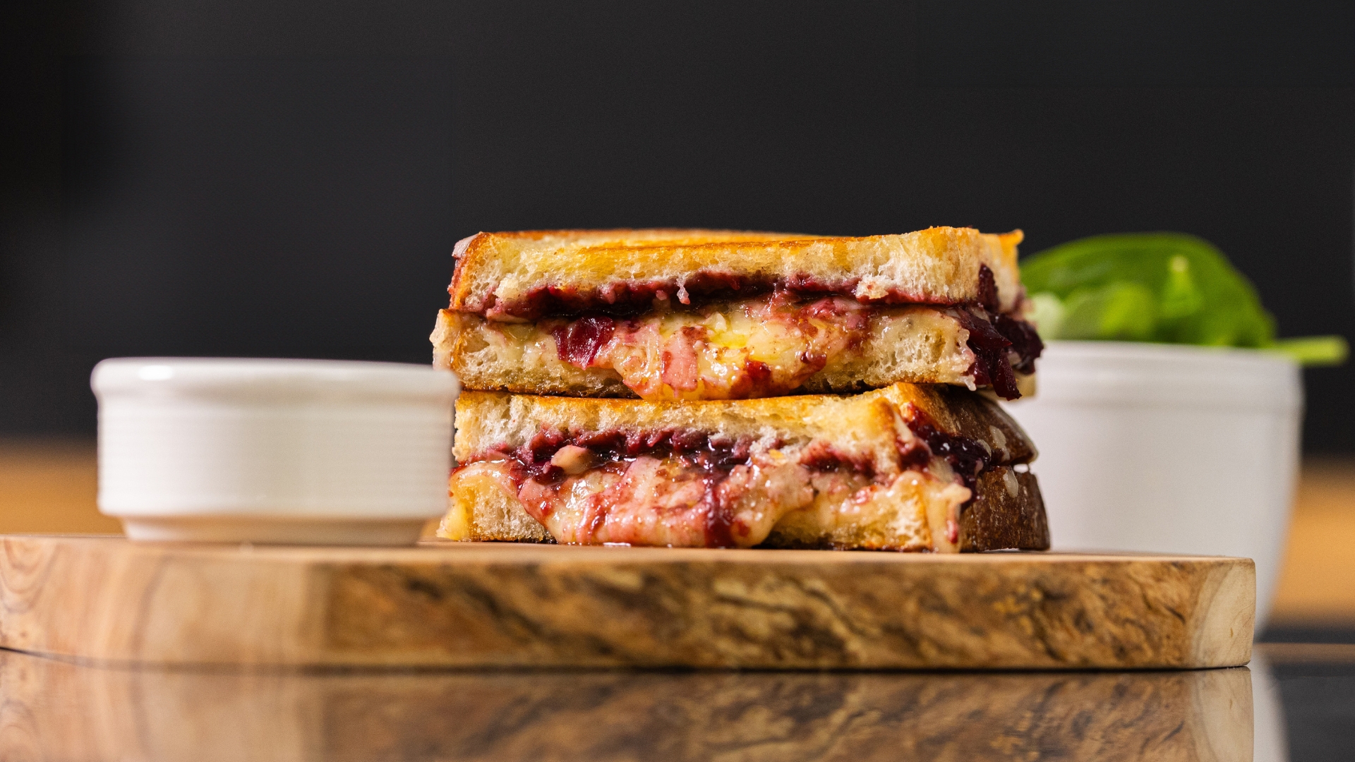 Mature Cheddar Toastie with Plum & Hojicha Chutney 