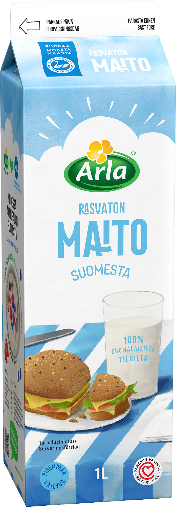 Arla rasvaton maito suomi 1L (ESL)