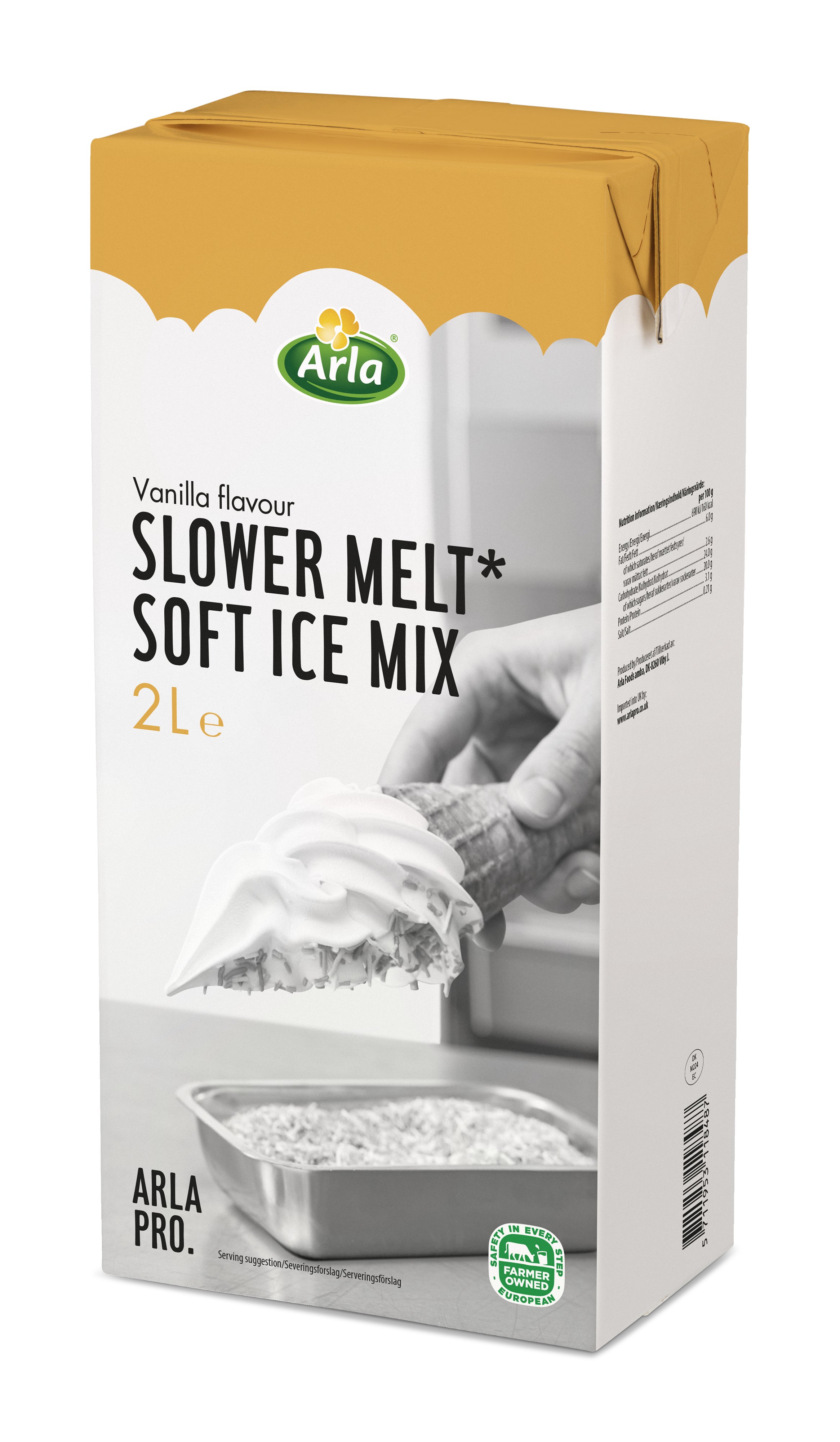Arla Pro Vanilla Flavour Slower Melt Soft Ice Mix 2L
