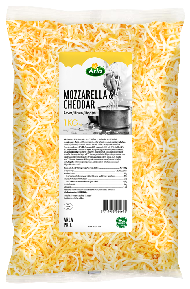 NYHET! Arla Pro Mozzarella & Cheddar 1kg