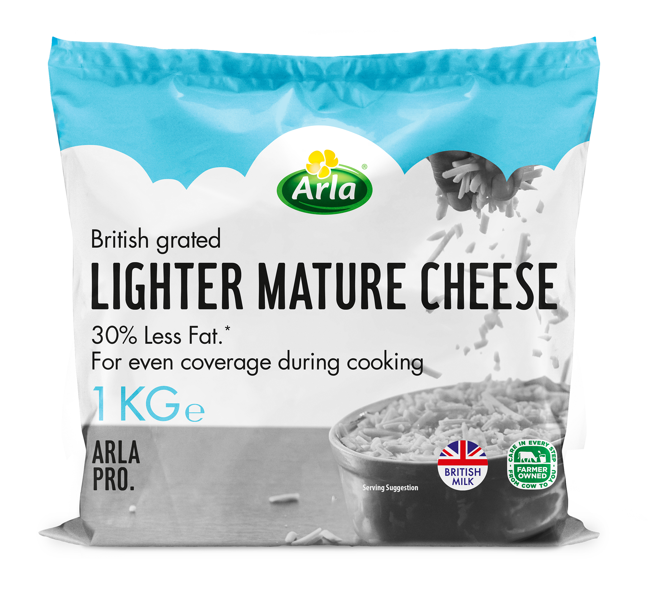 Arla Pro British Lighter Mature Cheese Grated 1kg