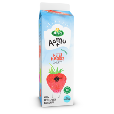 Arla Aamu+ AB rasvaton metsämansikka jogurtti 1kg laktoositon
