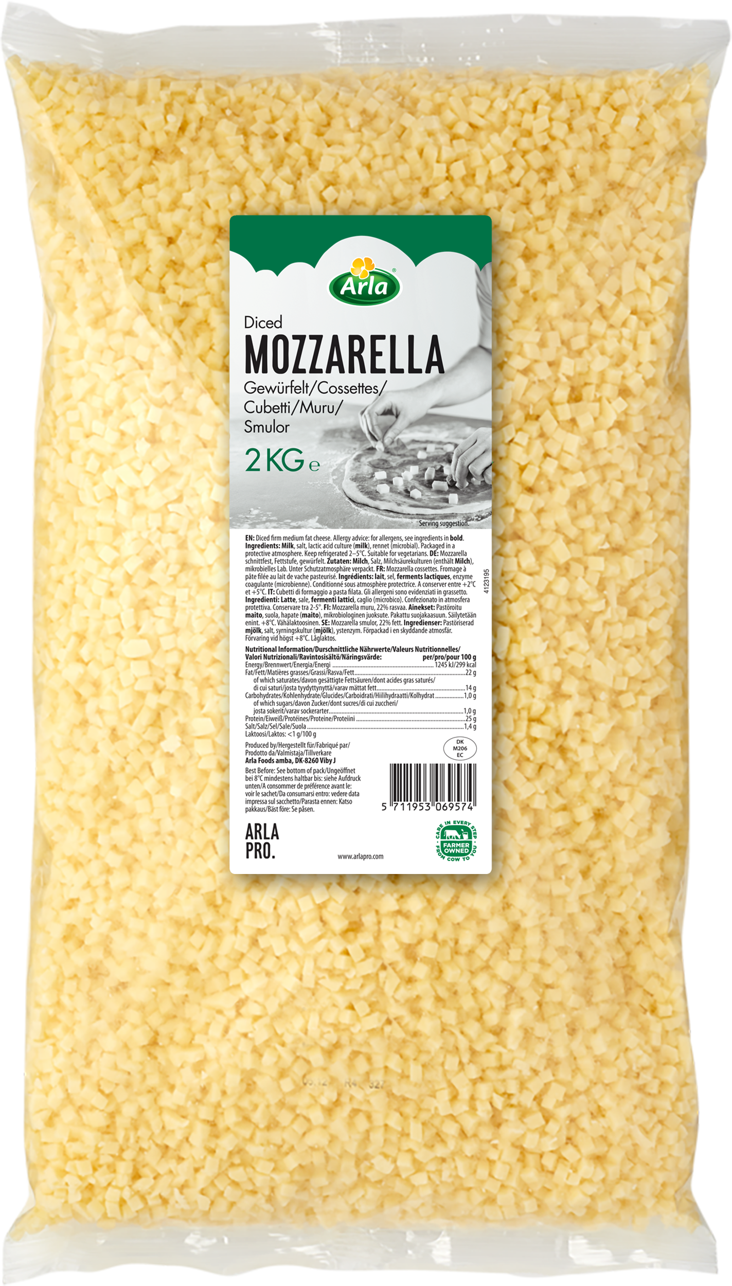 Arla Pro Small Diced Mozzarella 2kg