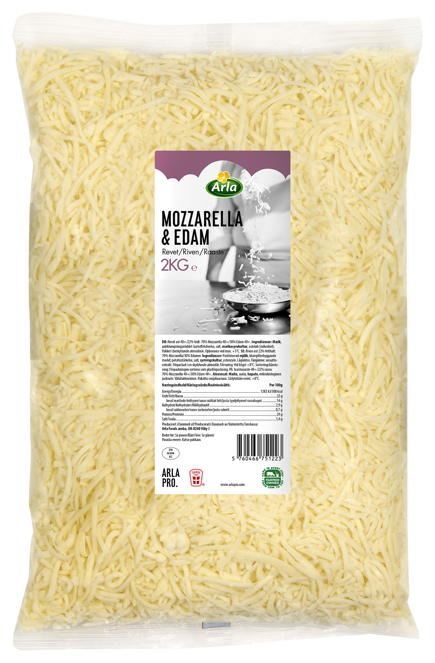 Arla Pro mozzarella-edam raaste 22% 2kg