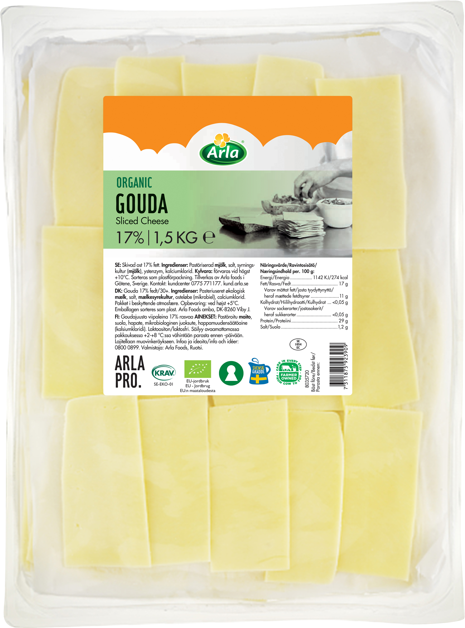 Arla Pro luomu goudaviipale 17% 1,5kg