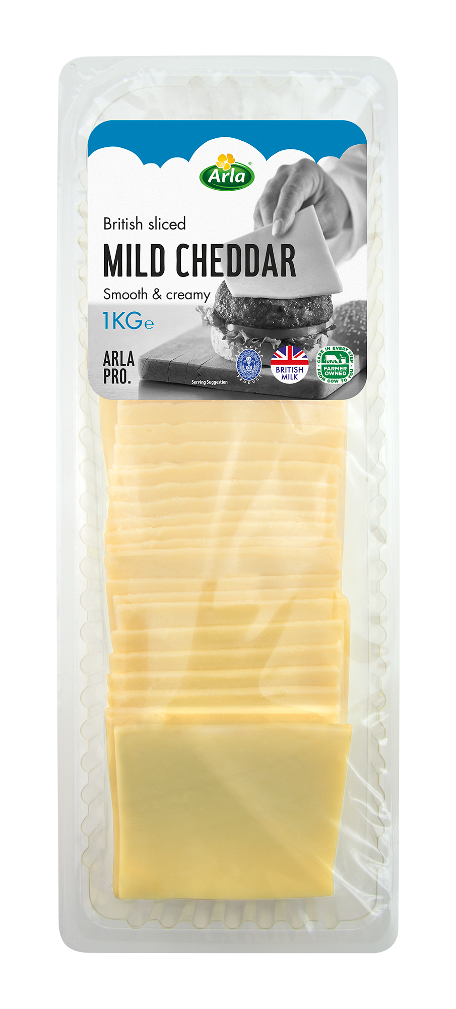 Arla Pro British Mild Cheddar Cheese Slices 1kg