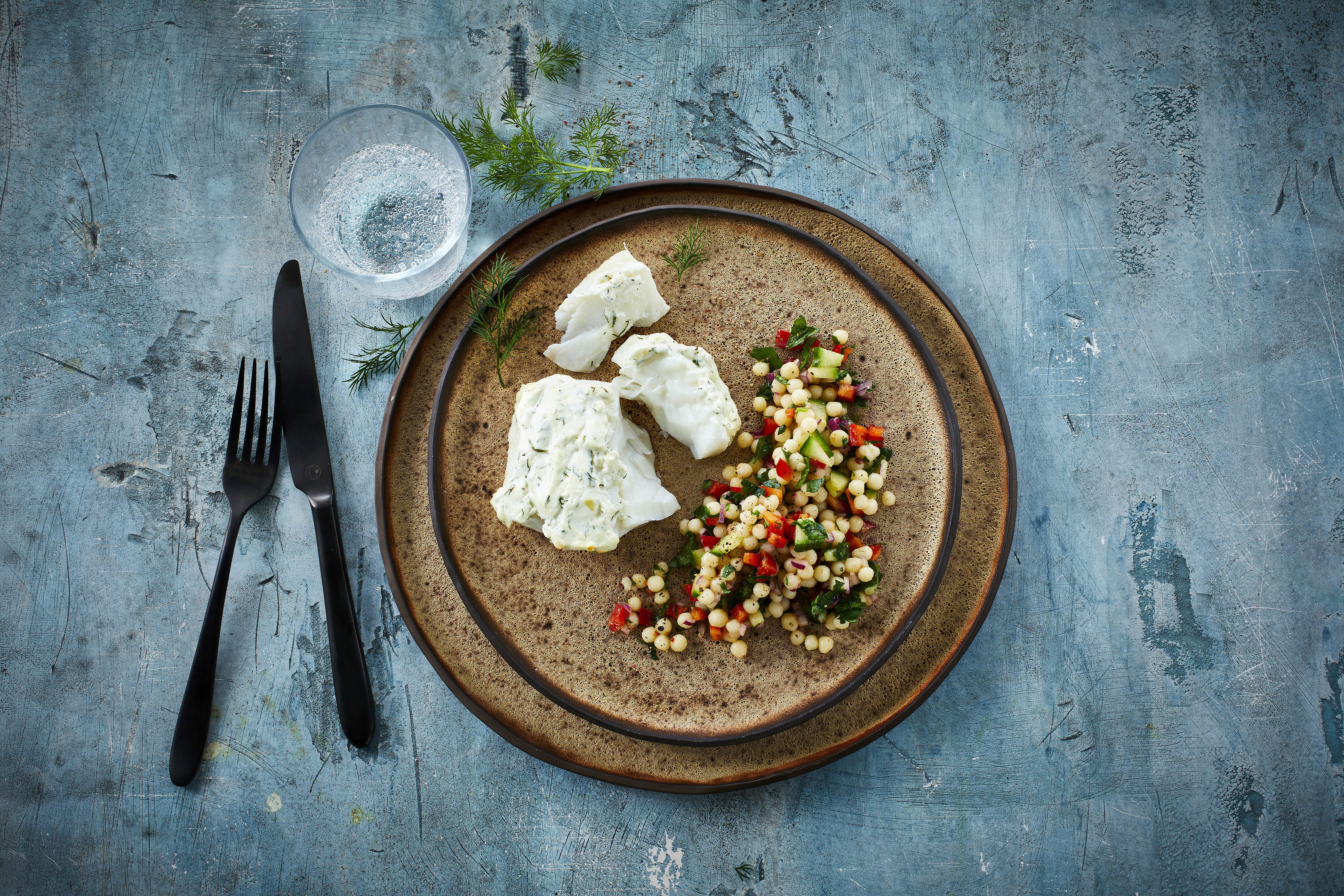 Cod with Persian yoghurt topping