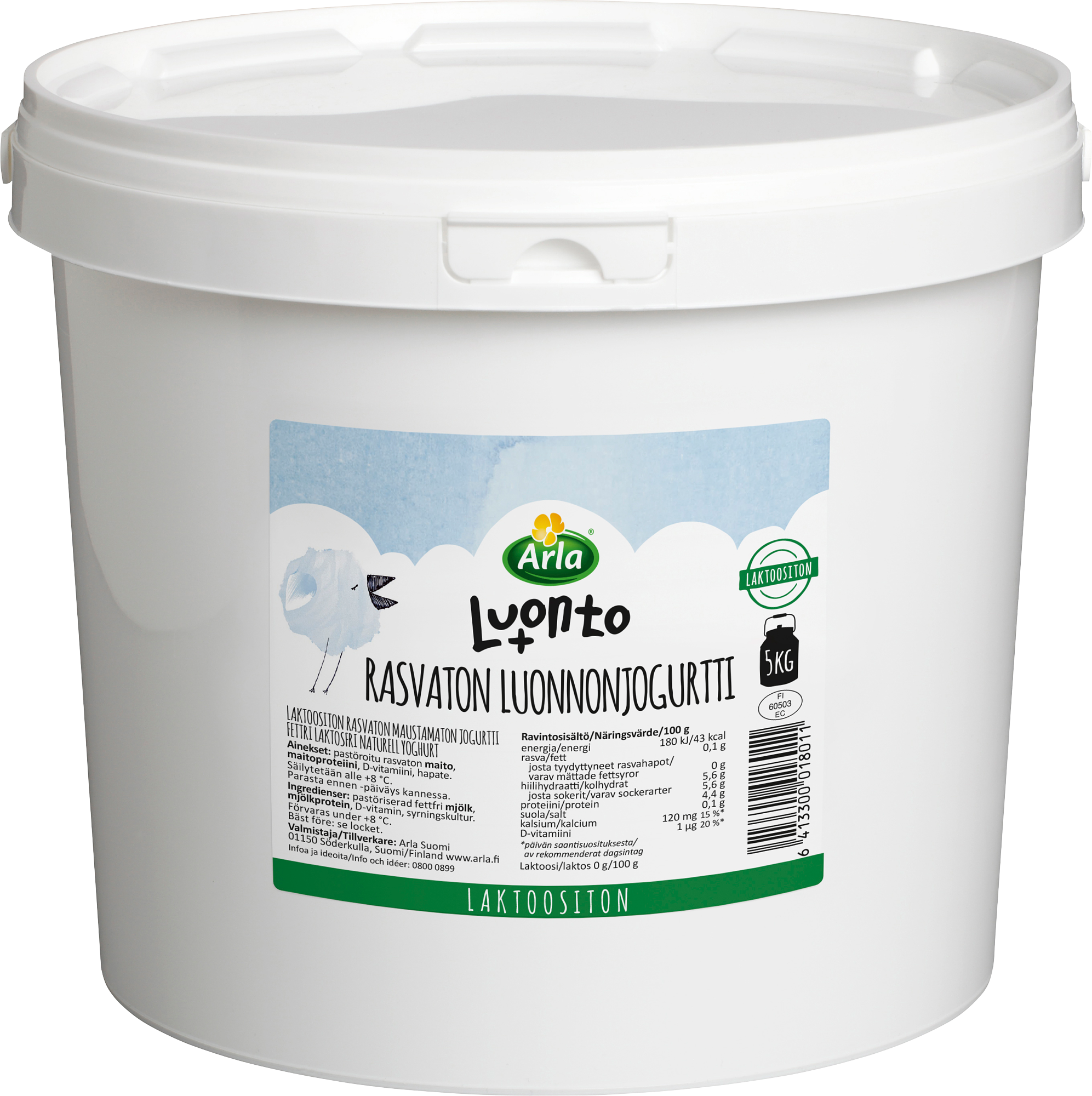 Arla Luonto+ AB rasvaton luonnonjogurtti 5kg laktoositon